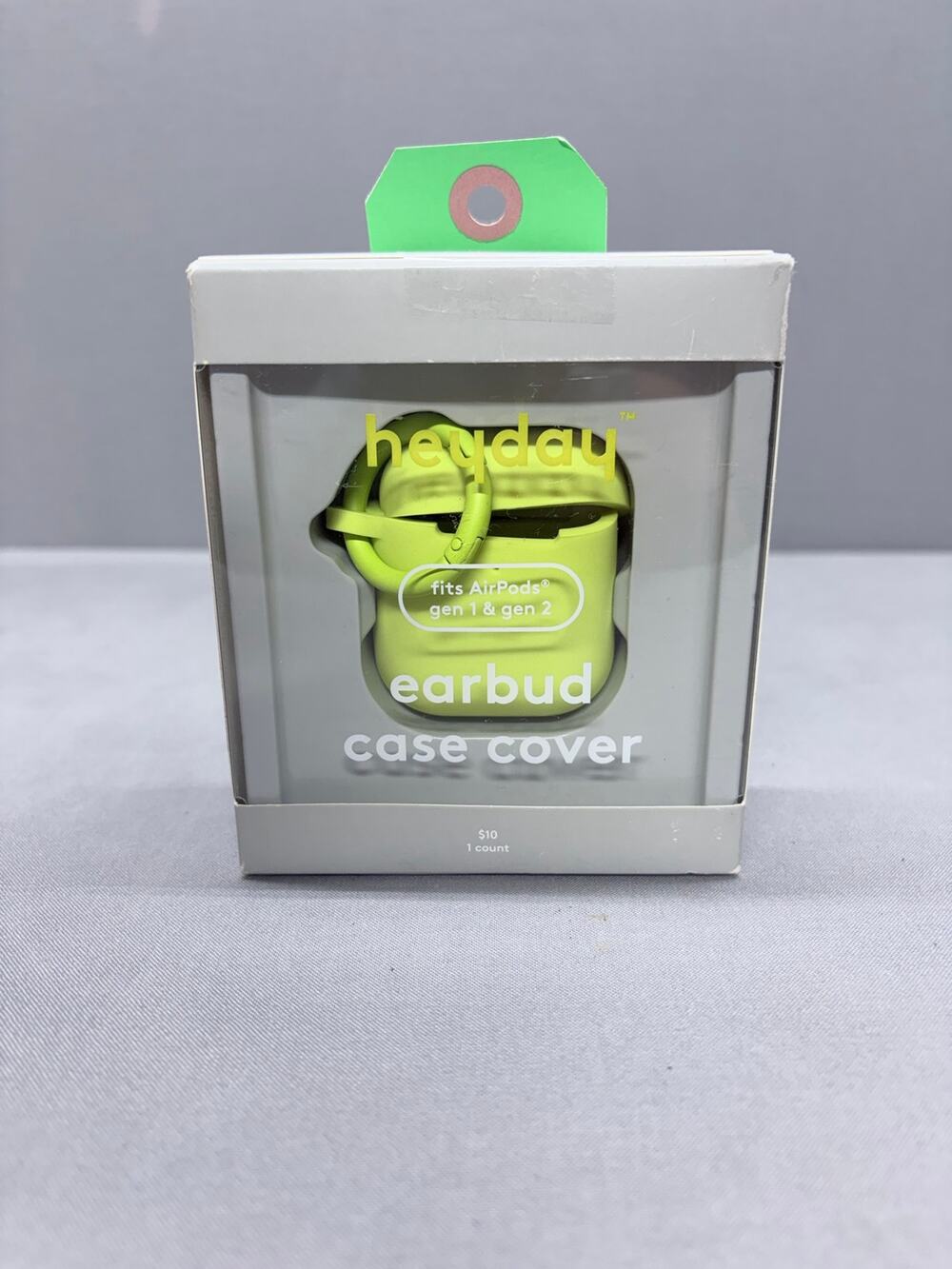 Heyday Apple AirPods Case Cover Gen 1 & Gen 2 Silicone Lime Green Neon Carabiner